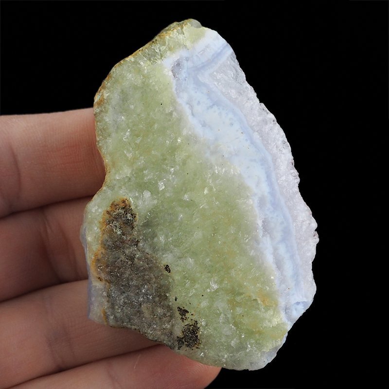 CHALCEDON BŁĘKITNY (AGAT NIEBIESKI), KRYSZTAŁ GÓRSKI - 68 mm - MALAWI