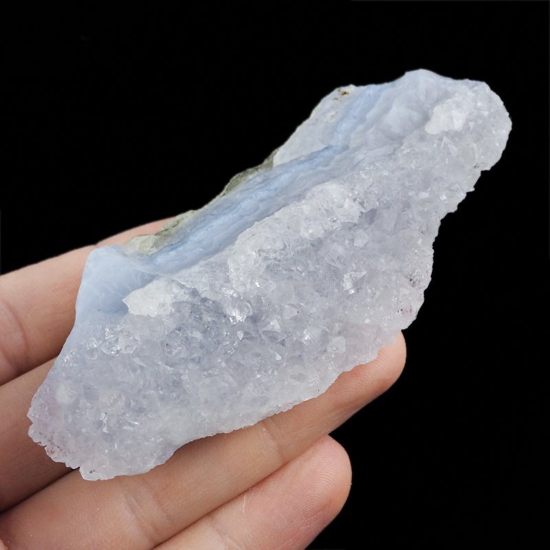 CHALCEDON BŁĘKITNY (AGAT NIEBIESKI), KRYSZTAŁ GÓRSKI - 92 mm - MALAWI