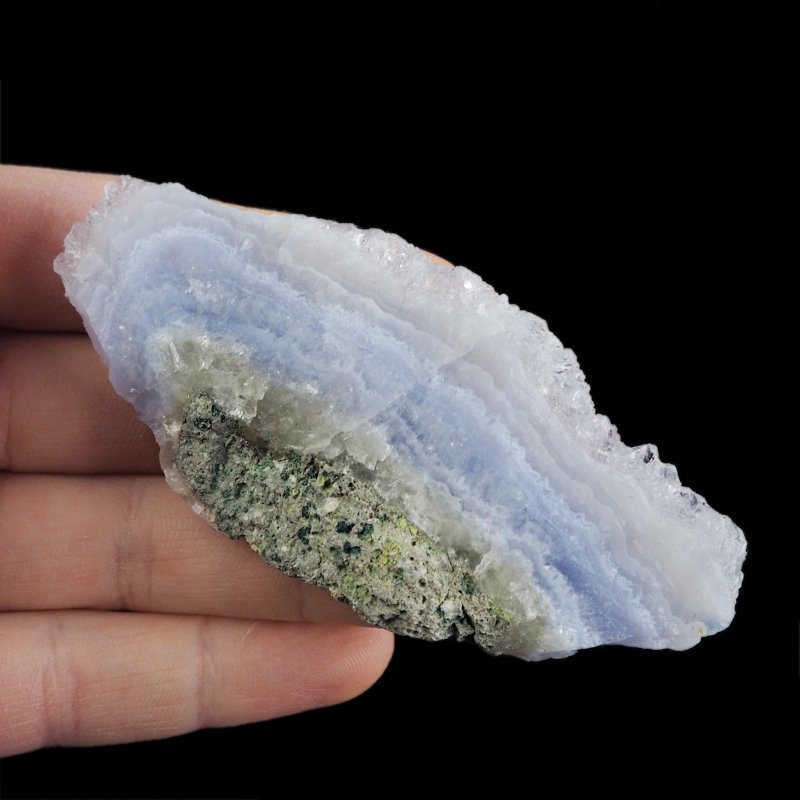 CHALCEDON BŁĘKITNY (AGAT NIEBIESKI), KRYSZTAŁ GÓRSKI - 92 mm - MALAWI