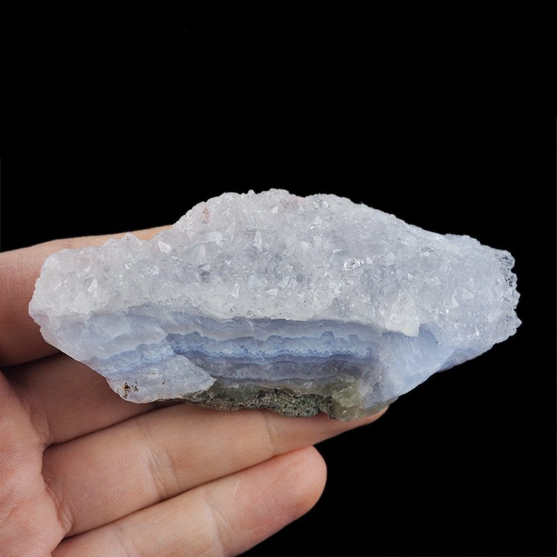 CHALCEDON BŁĘKITNY (AGAT NIEBIESKI), KRYSZTAŁ GÓRSKI - 92 mm - MALAWI