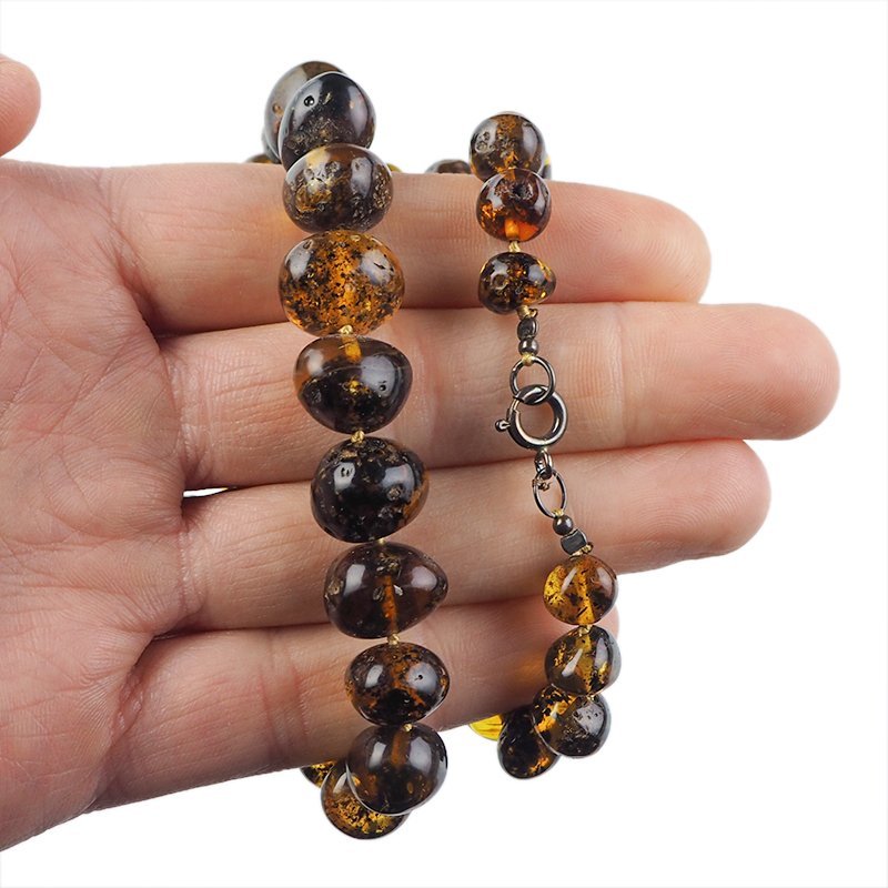 BURSZTYN - NASZYJNIK Z NATURALNYCH KAMIENI Z ZAPIĘCIEM - 51 cm