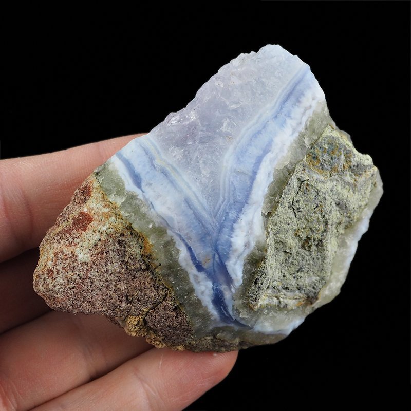 CHALCEDON BŁĘKITNY (AGAT NIEBIESKI), KRYSZTAŁ GÓRSKI - 80 mm - MALAWI
